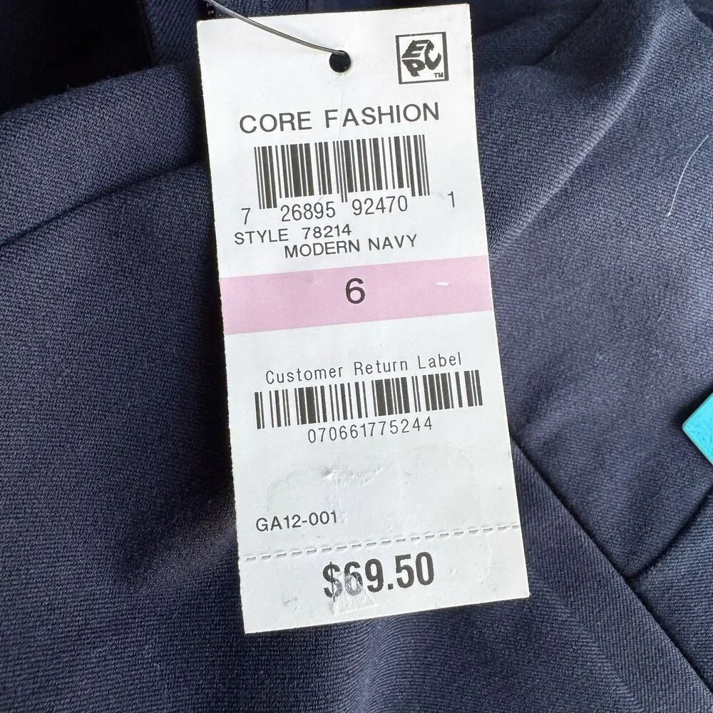 NWT Women’s Alfani Pants Sz 6 Skinny Leg Comfort Waist Navy Office Minimalist - Picture 5 of 9